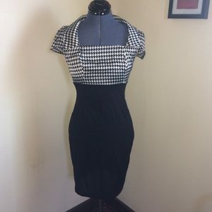 Houndstooth Top, Black Skirt, Wiggle Dress…